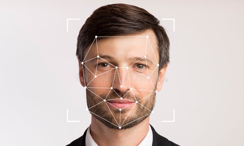 Facial recognition technology as a tool for identity verification and security stock photos