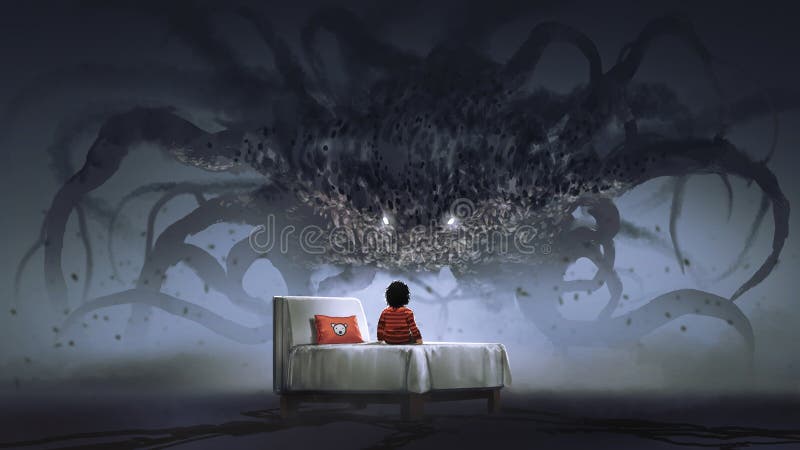 A nightmare with a monster in a child's room. Generative AI ilustração do  Stock