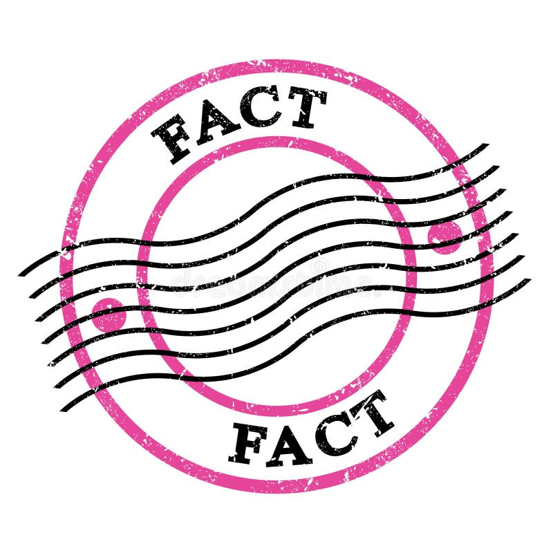 FACT, text written on pink-black postal stamp vector illustration.