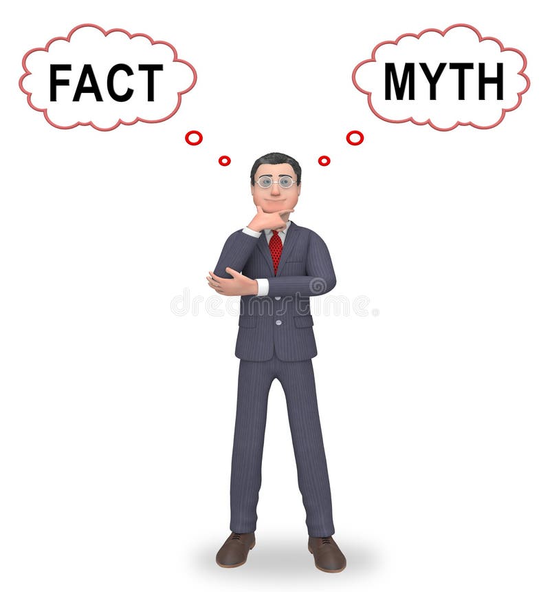 Fact Vs Myth Thinking Describes Truthful Reality Versus Deceit - 3d Illustration