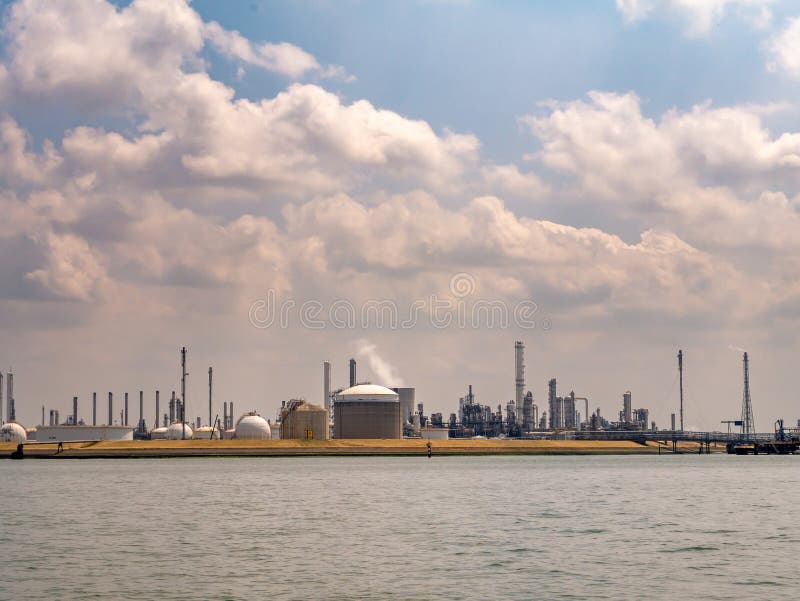 Factories of Dow Benelux on Western Scheldt near Terneuzen, Zeeuws-Vlaanderen, Zeeland