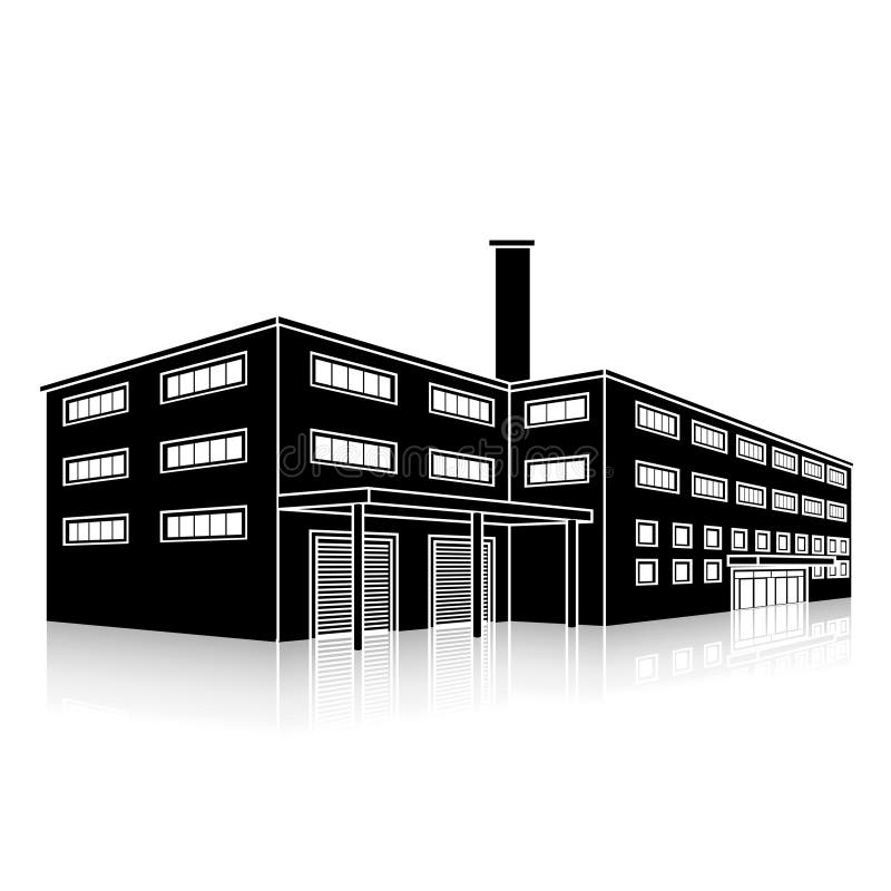 Factory Building with Offices and Production Facilities Stock Vector
