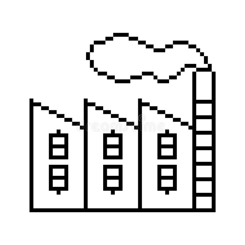 Factory Building Outline In Pixel Art Stock Illustration Illustration Of Icon Chimney