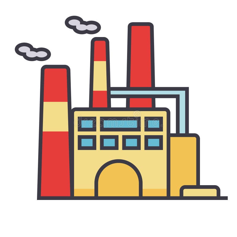 Factory Flat Line Illustration, Concept Vector Isolated Icon Stock ...