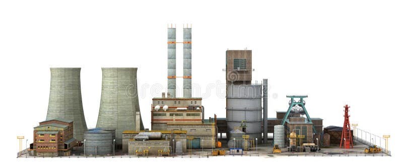 Factory isolated on white background. Industry.