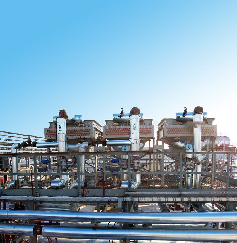 Factory on oil refining stock images