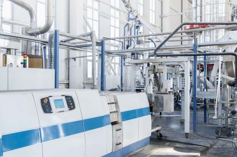 Factory for the Production of Pet Plastic Granules. Plant of PET Stock Photo Image of