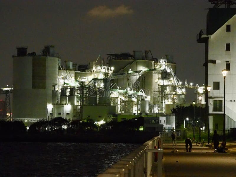 Factory in Tokyo Bay at Night royalty free stock photos Factory in Tokyo Bay at Night royalty free stock photos