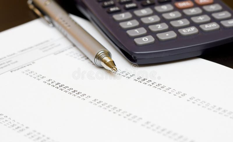 Invoice. An invoice with calculator and pen. Invoice. An invoice with calculator and pen.