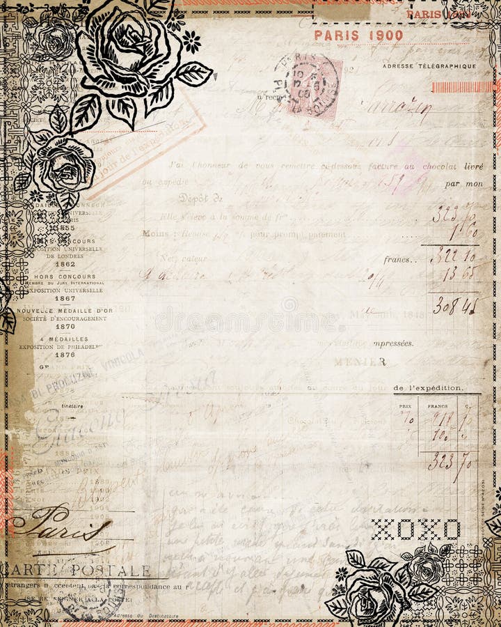 Facture française de rose minable de Chic de cru stationnaire illustration de vecteur Facture française de rose minable de Chic de cru stationnaire illustration de vecteur