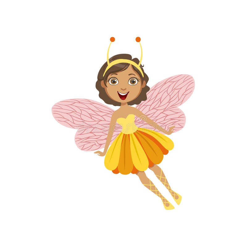 A fada bonito com inseto caracteriza o personagem de banda desenhada feminino ilustração stock A fada bonito com inseto caracteriza o personagem de banda desenhada feminino ilustração stock