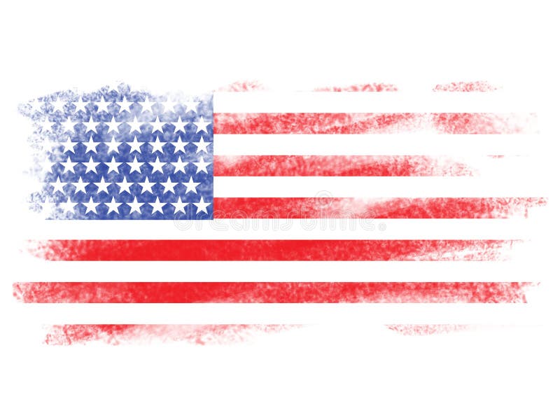 Fade American Flag on White Blackground. 