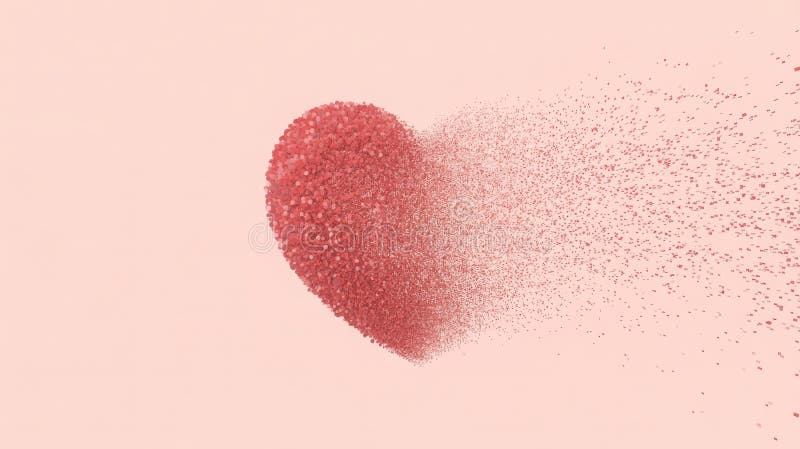 Fading red heart shape on soft pink background vector illustration