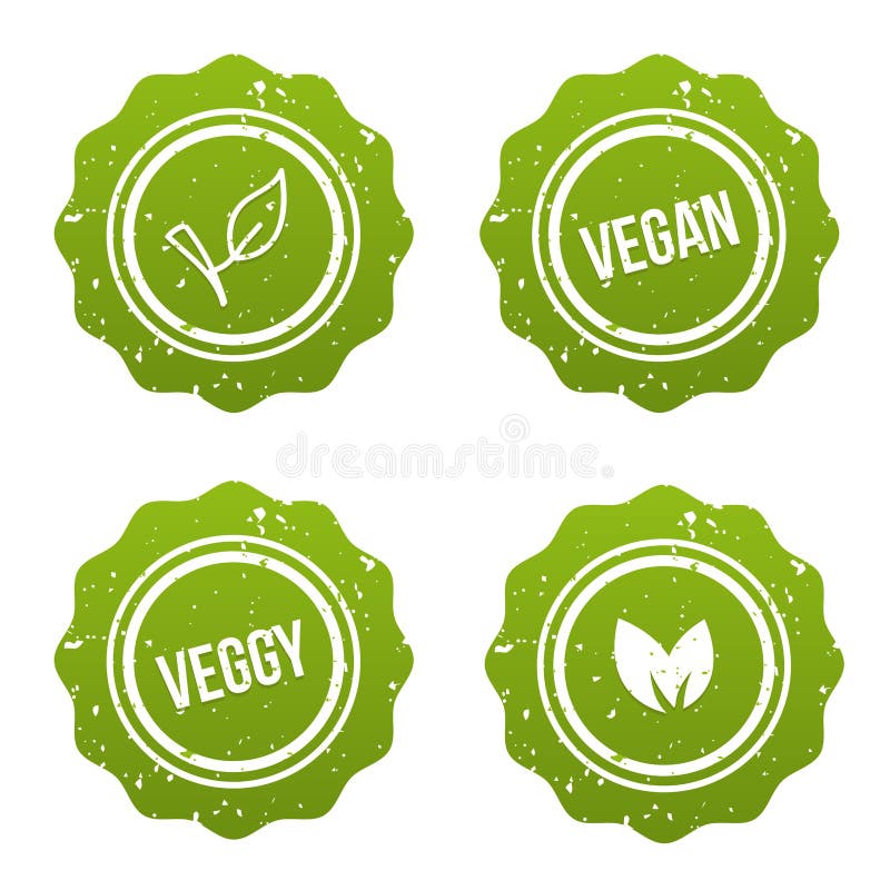 Fahnensatz vegetarisch und Schaltfläche strengen Vegetariers