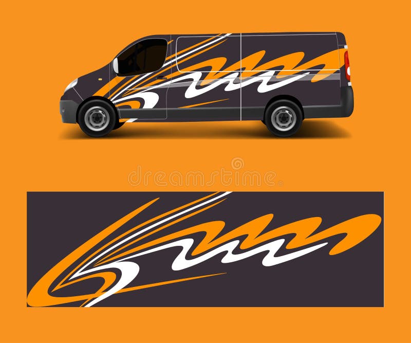 Auto-Wrap-Design-Vektor-LKW- und Fracht-Van-Aufkleber. grafische
