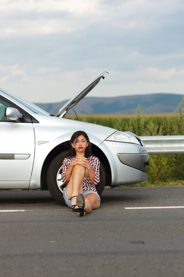 Failed Engine and a Woman royalty free stock photos Failed Engine and a Woman royalty free stock photos