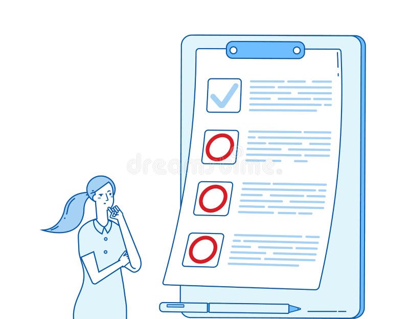 Failed to do list. Vector displeased woman and planning royalty free illustration