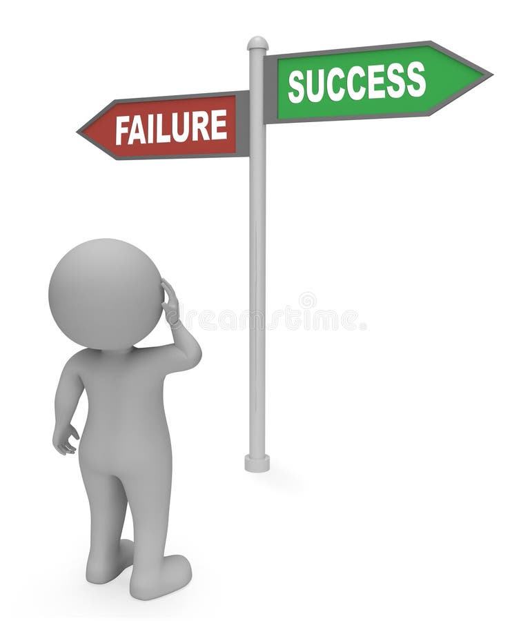 Failure Success Sign Indicates Winning Winner and Triumphant 3d Rendering  Stock Illustration - Illustration of winning, victory: 77641259