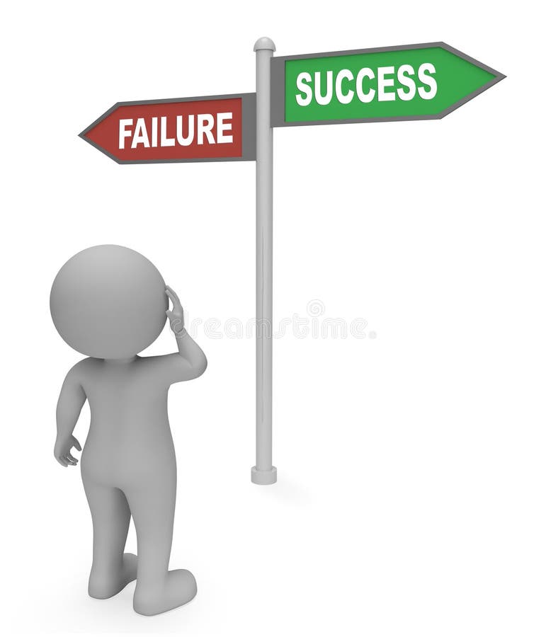Failure Success Sign Indicates Winning Winner and Triumphant 3d Rendering Stock Illustration - Illustration of winning, victory: 77641259