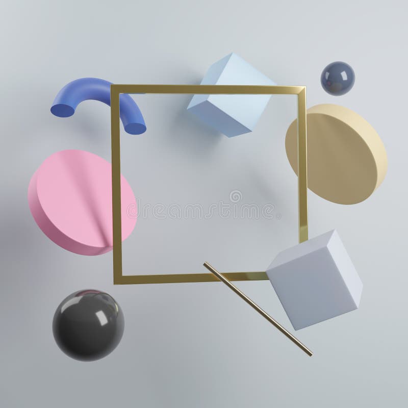 Faima de aur cu forme geometrice de fundal 3d ilustrații de randare royalty free illustration