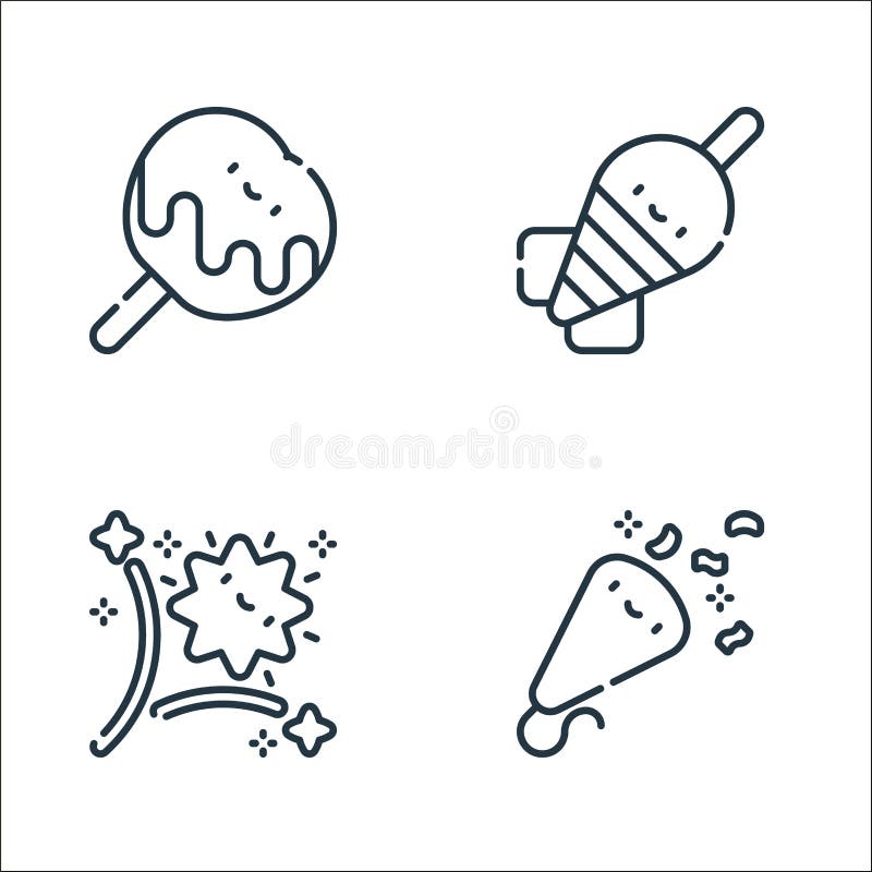 Fair line icons. linear set. quality vector line set such as confetti, fireworks, dart stock illustration