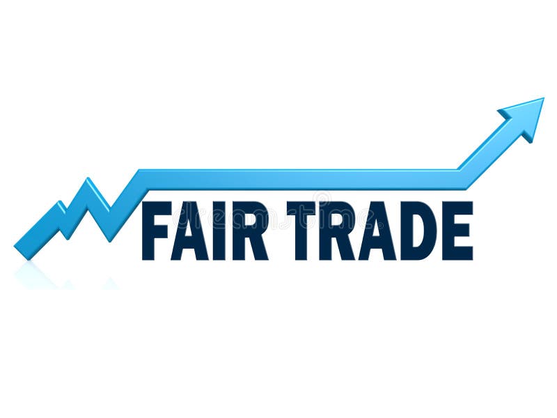 Fair Trade Word with Blue Grow Arrow Stock Illustration Illustration