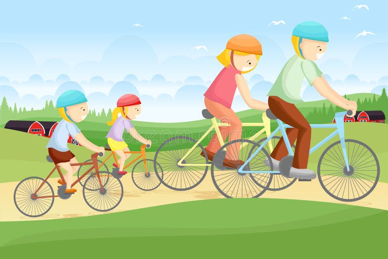 Faire du vélo de famille illustration libre de droits Faire du vélo de famille illustration libre de droits
