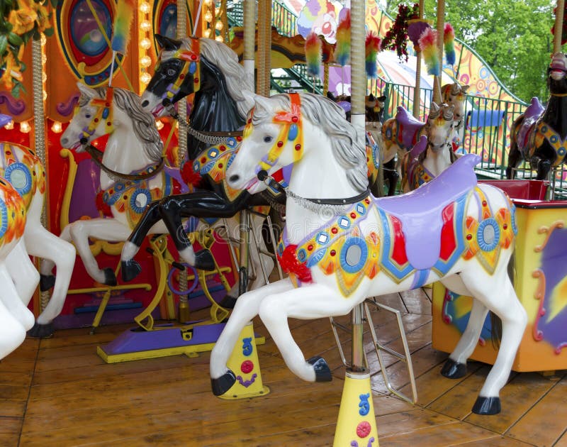 Fairground Ride Horses. Carnival Horses. Stock Photo Image of ornate