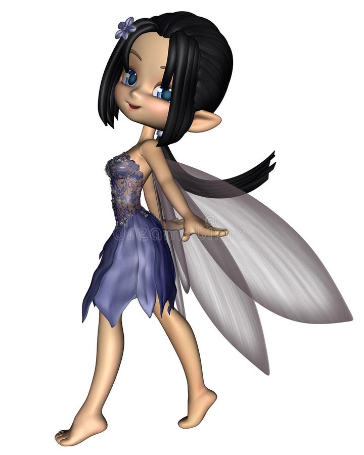 Fairy bonito de Toon no vestido azul da flor ilustração stock Fairy bonito de Toon no vestido azul da flor ilustração stock