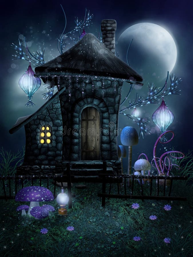 Fairy cottage with lamps