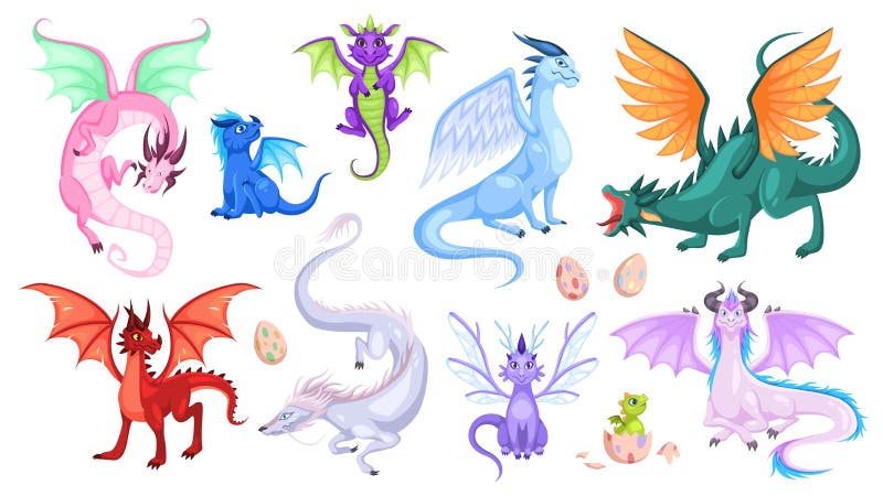 Fairy Dragons. Fantasy Colorful Creatures, Medieval Magic Fairy Tails Animals, Fire-breathing Mythical Reptiles, Flying Stock Vector - Illustration of cute, creature: 204831182 Fairy Dragons. Fantasy Colorful Creatures, Medieval Magic Fairy Tails Animals, Fire-breathing Mythical Reptiles, Flying Stock Vector - Illustration of cute, creature: 204831182