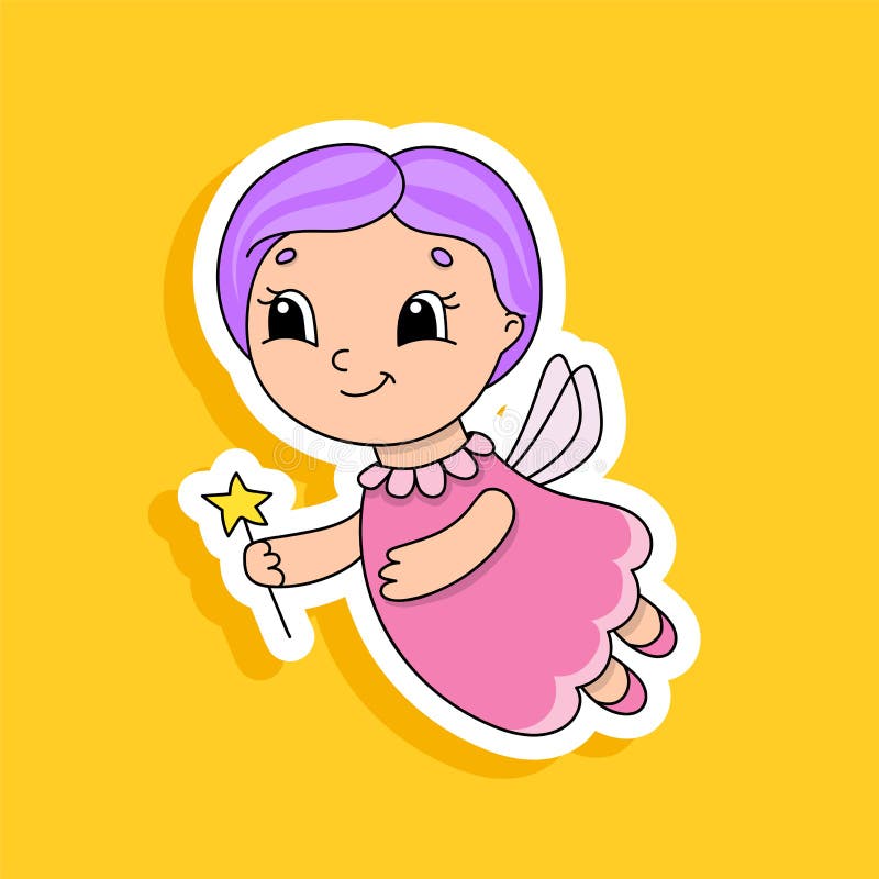 Fairy Godmother Flies and Holds a Magic Wand. Bright Color Sticker. Cartoon  Character. Vector Illustration. Design Element Stock Vector - Illustration  of mascot, clipart: 181232696