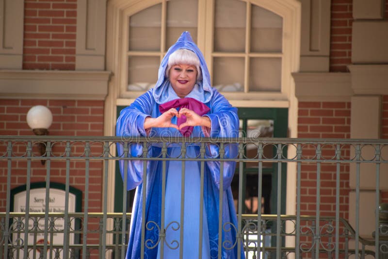 Fairy Godmother waving waving from the balcony at Walt Disney World Railroad at Magic Kingdom 6