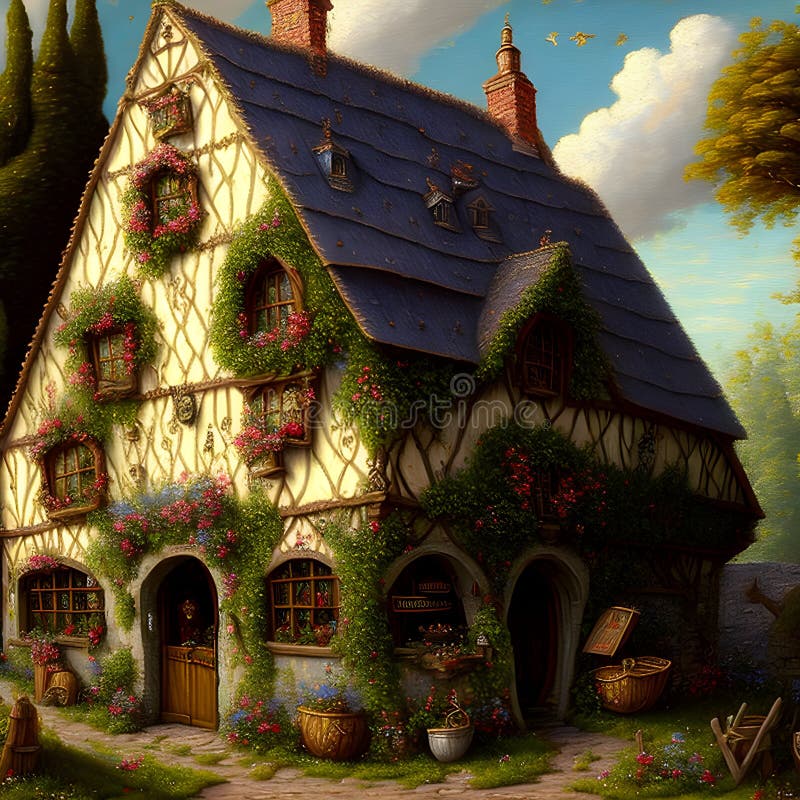 Premium Photo  Fantasy fairy cottage decor fantasy room cotton candy hue  generative ai