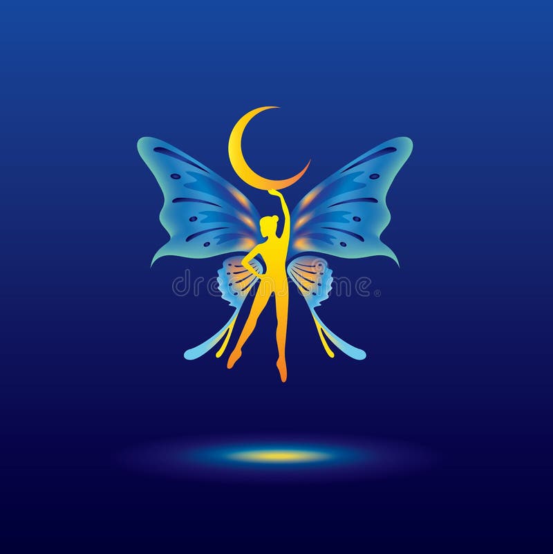 Fairy lady holding half moon royalty free illustration