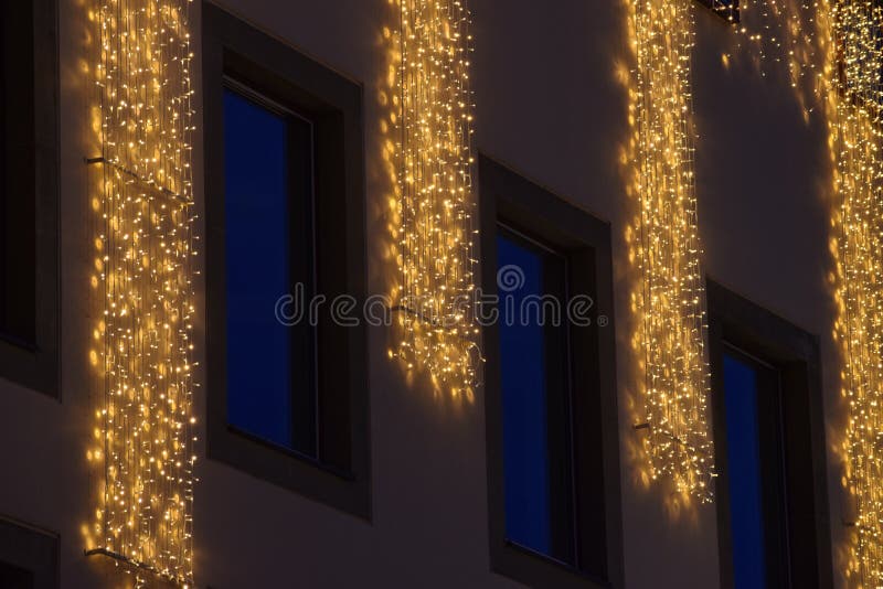 Fairy Lights on Building Facade Stock Image Image of illumination
