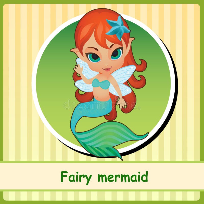 Fairy mermaid - cute girl illustration closeup