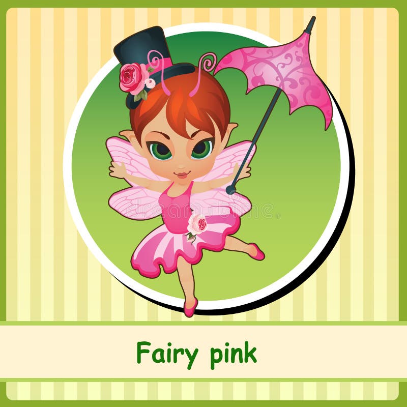 Fairy pink - cute girl in pink dress. You can use it as icon or a card with space for text