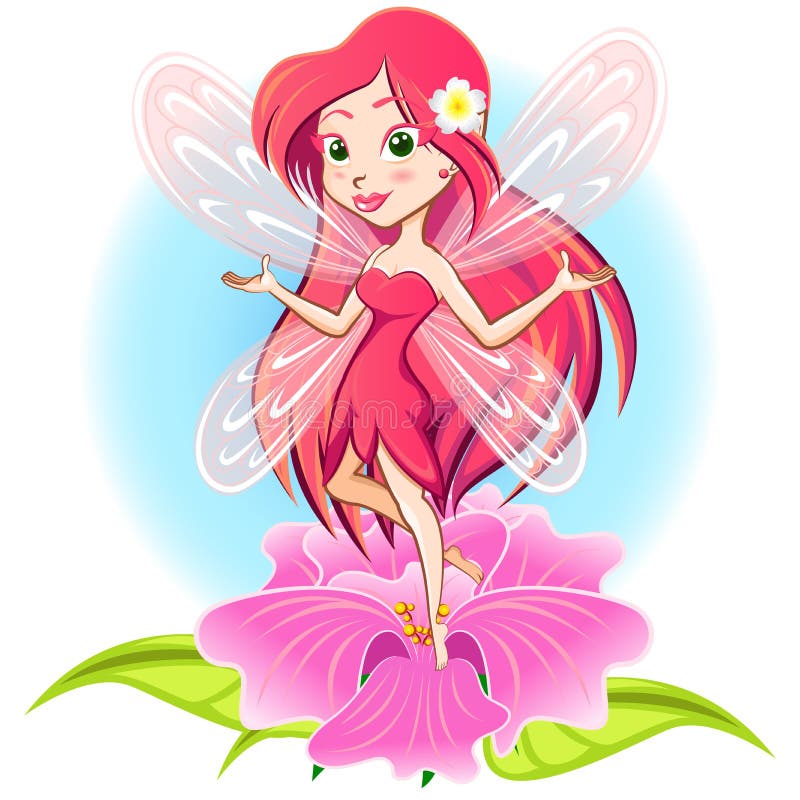 Hermoso hada princesa rosa volador más alto flor.