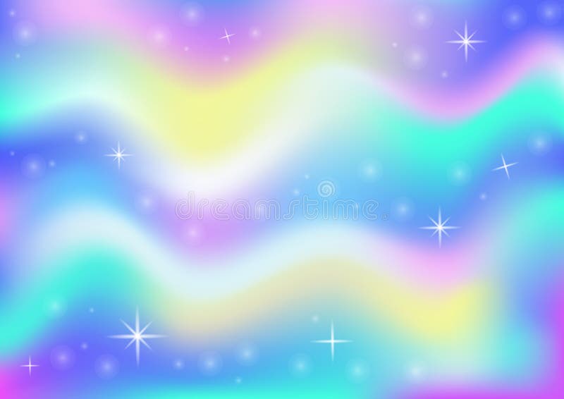 Fairy space magical glow background with rainbow mesh. Multicolor universe banner in princess colors. Fantasy gradient backdrop wi stock illustration
