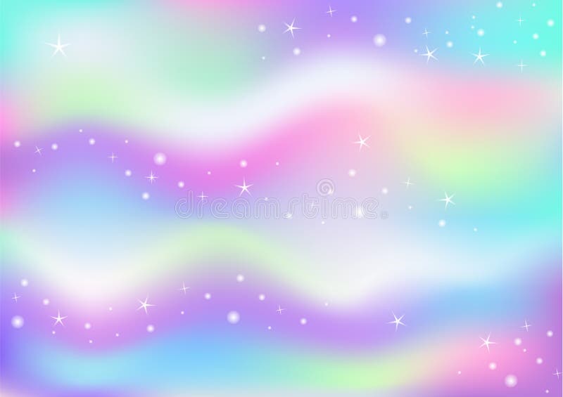 Fairy space magical glow background with rainbow mesh. Multicolor universe banner in princess colors. Fantasy pink gradient backdrop with hologram. Holographic fairy with magic sparkles