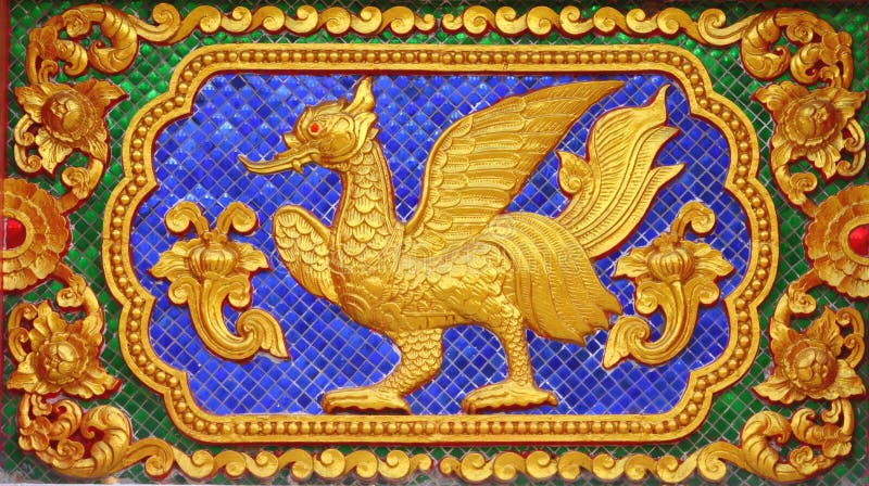 Fairy tale bird in traditional thai style art