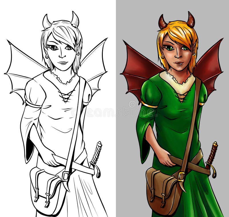 Fairy tale character - winged girl vector illustration Fairy tale character - winged girl vector illustration