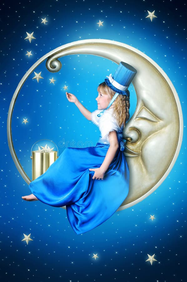 Fairy-tale girl on the moon