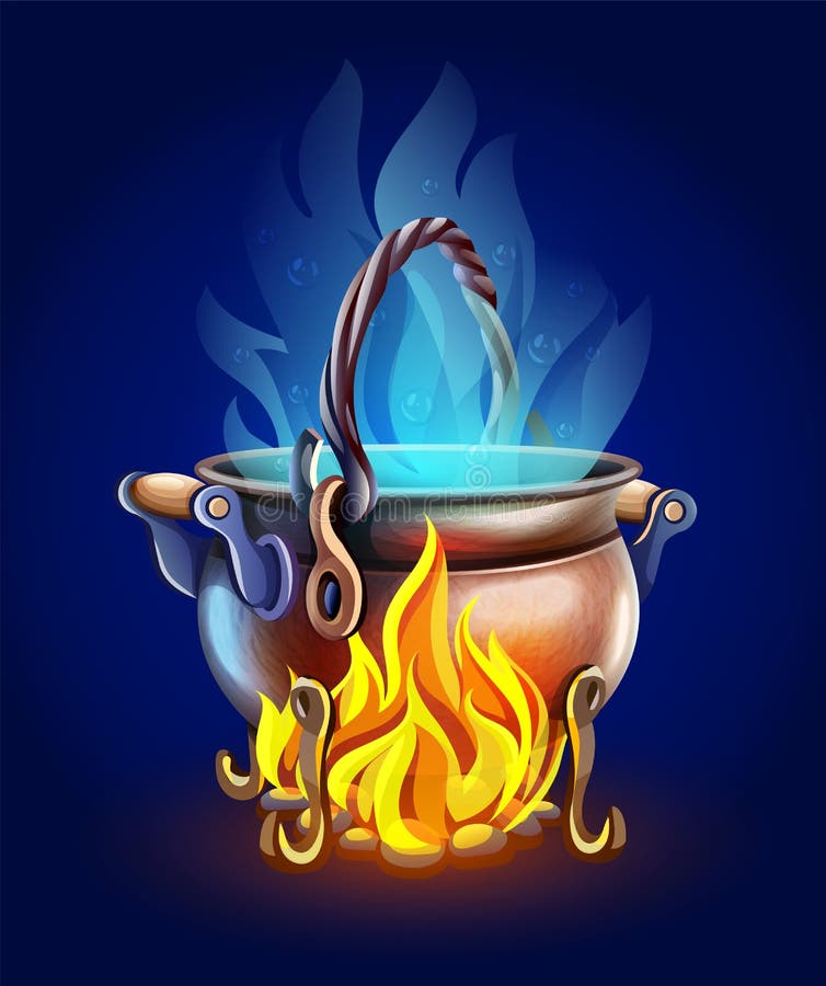 Fairy-tale pot with magic of witch potion. 