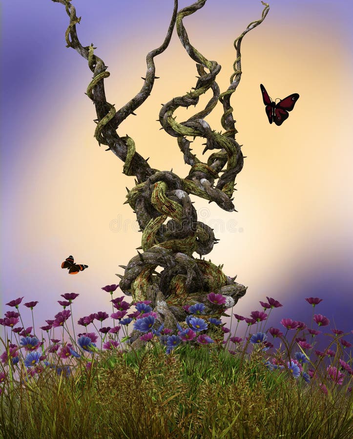 Fairy Vines Growing Plant Hill stock illustration Fairy Vines Growing Plant Hill stock illustration