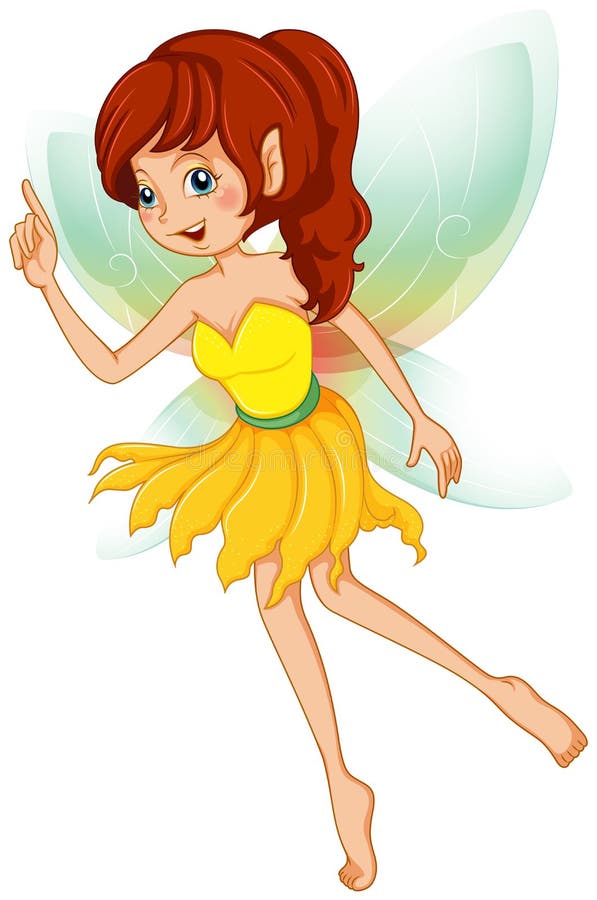 A Fairy with a Yellow Dress beside a Sleeping Moon Stock Vector ...