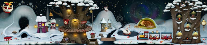 Fairy ноча зимы иллюстрация вектора Fairy ноча зимы иллюстрация вектора