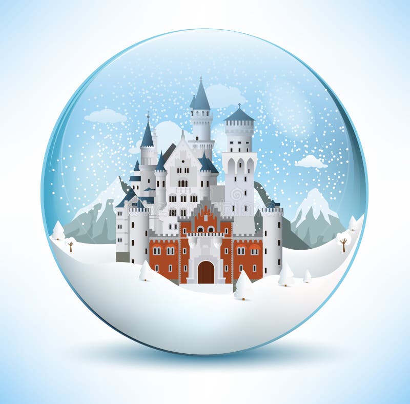 Fairytale castle in the glass sphere