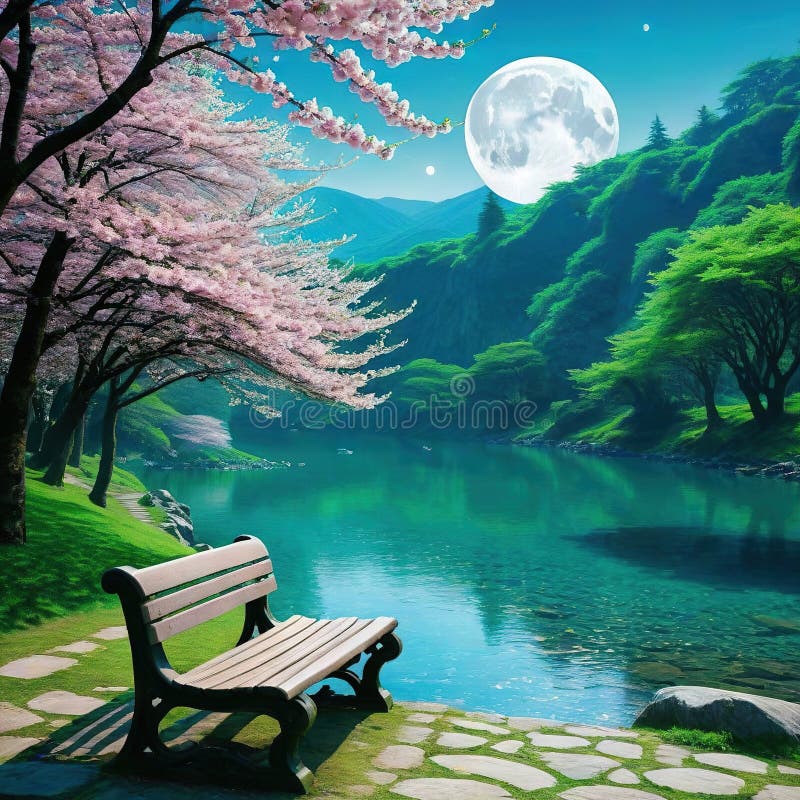 Fairytale Inspired Place To Watch the Moon and Enjoy the Stock Illustration Illustration of